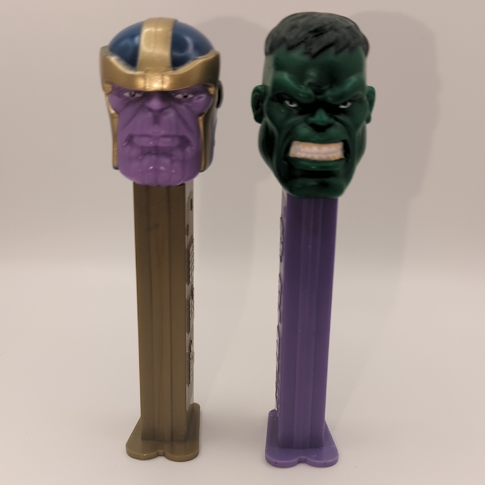 Marvel Hulk Thanos Pez Dispensers - Green, Purple, Gold